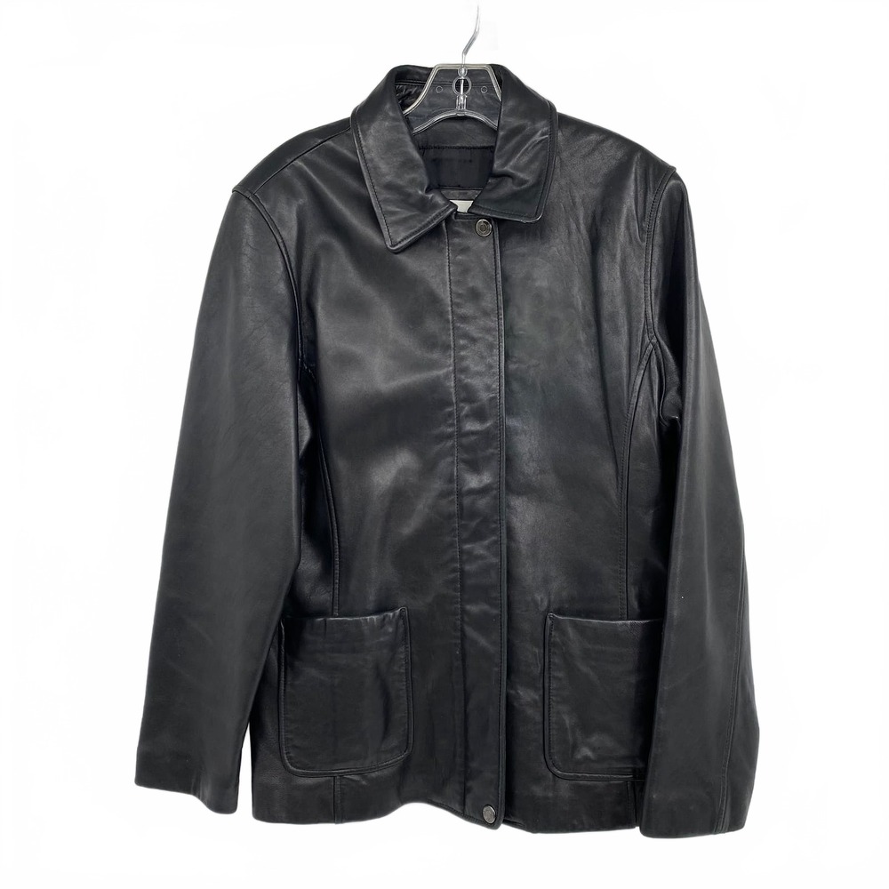 Liz Claiborne Black Leather Jacket | Regular L, Leather